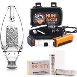 Huni Badger Portable Enail + Nectar Collector Delux Honeybird Glass Bubbler + Battery 2-Pack Kit (Calico)