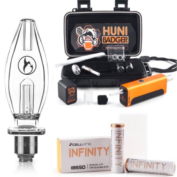 Huni Badger Portable Enail + Nectar Collector Honeybird Core Bubbler + Battery 2-Pack Kit (Calico Orange).JPG
