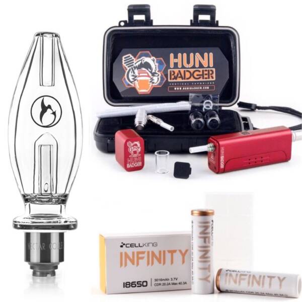 Huni Badger Portable Enail + Nectar Collector Honeybird Core Bubbler + Battery 2-Pack Kit (Crimson Red).JPG