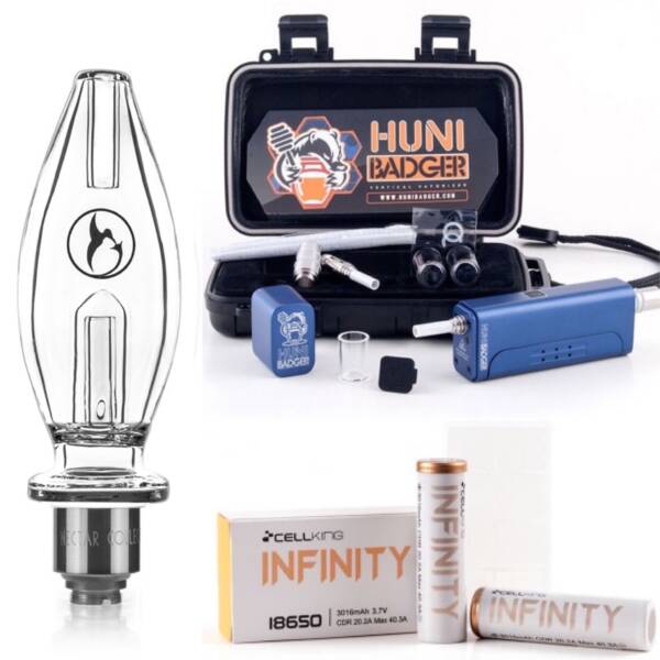 Huni Badger Portable Enail + Nectar Collector Honeybird Core Bubbler + Battery 2-Pack Kit (Royal Blue).JPG