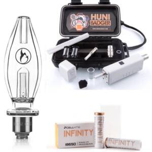 Huni Badger Portable Enail + Nectar Collector Honeybird Core Bubbler + Battery 2-Pack Kit (White).JPG